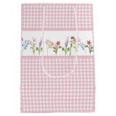 Little Wildblume Pink Gingham Karo Geschenktasche Mittlere Geschenktüte (Rückseite)