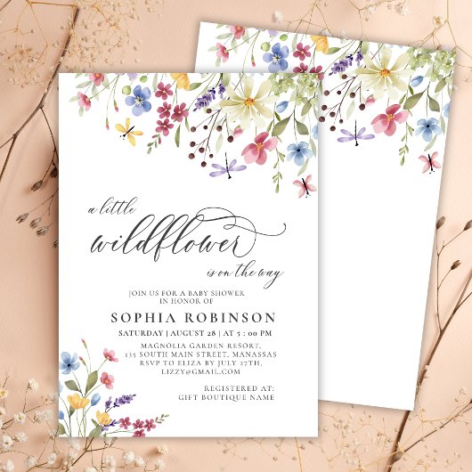 Little Wildblume Script Boho Baby Shower Einladung