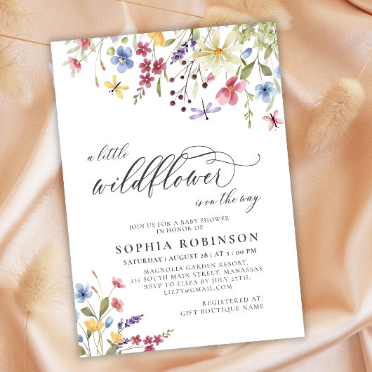 Little Wildblume Script Boho Baby Shower Einladung