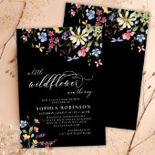 Little Wildblume Script Boho Black Baby Shower Einladung