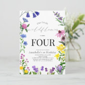 Little Wildblume Script Geburtstag Einladung (Stehend Vorderseite)
