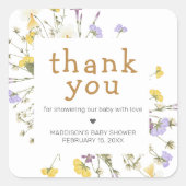 Little Wildflower Baby Shower Quadratischer Aufkleber (Vorderseite)