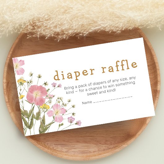Little Wildflower Boho Baby Shower Diaper Raffle Begleitkarte