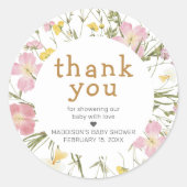 Little Wildflower Boho Baby Shower Runder Aufkleber (Vorderseite)