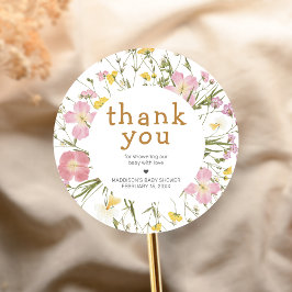 Little Wildflower Boho Baby Shower Runder Aufkleber