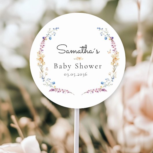 Little Wildflower Boho Dream - Baby Shower Runder Aufkleber