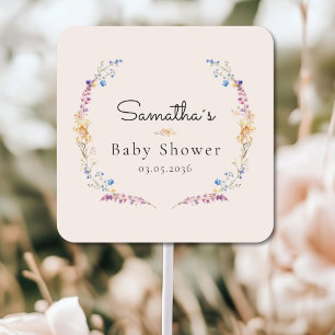 Little Wildflower Boho Traum - Baby Shower Quadratischer Aufkleber