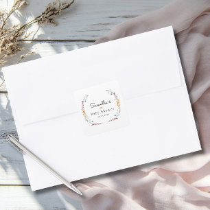 Little Wildflower Boho Traum - Babyparty Quadratischer Aufkleber