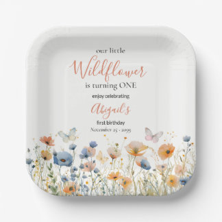 Little Wildflower Butterfly Meadow 1st Birthday Pappteller