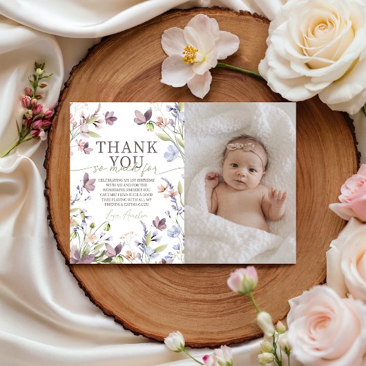 Little Wildflower Photo Thank You Card Einladung
