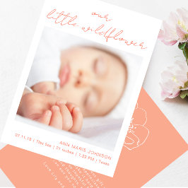Little Wildflower Pink Handwritten New Baby Dankeskarte