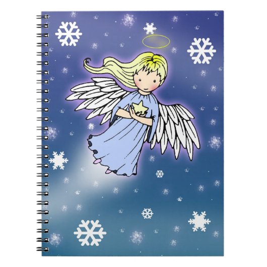Little Winter Angel in Snow-Notebook Notizblock (Vorderseite)