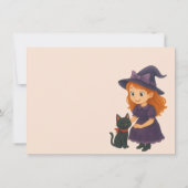 Little Witch & Cat Halloween Baby Shower Dankeskarte (Rückseite)