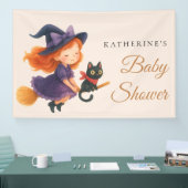 Little Witch & Cat | Halloween Girl Baby Shower Banner (Messe)