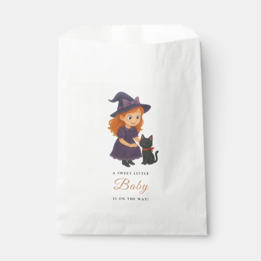 Little Witch & Cat | Halloween Girl Baby Shower Geschenktütchen (Vorderseite)
