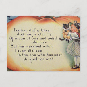Little Witch & Cat (Vintage Halloween Card) Postkarte