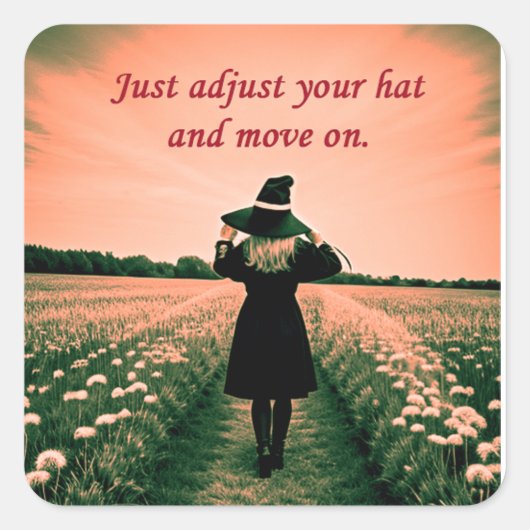 Little Witch Quadratischer Aufkleber (Vorderseite)