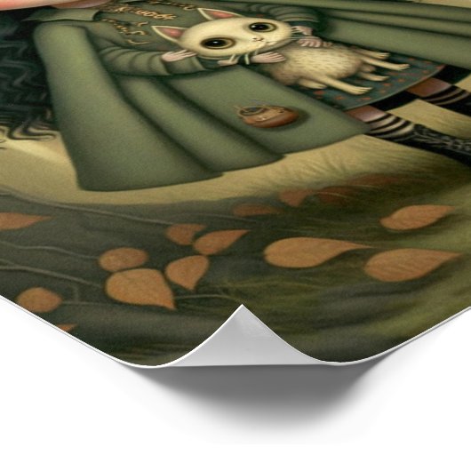 Little Witchy Forest Girl und ihre Katze Poster (Ecke)