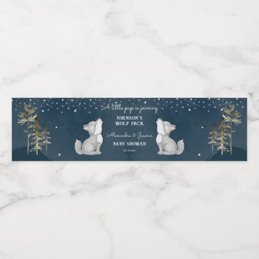 Little wolf themed baby shower tableware wasserflaschenetikett (Einzelnes Label)