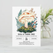 Little Woodland Digital Mushroom Geburtstag Einladung (Stehend Vorderseite)