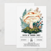 Little Woodland Digital Mushroom Geburtstag Einladung (Vorne/Hinten)