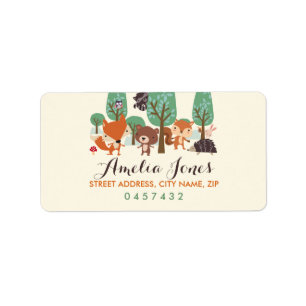 Little Woodland Friends Baby Shower Address Labels Adressaufkleber