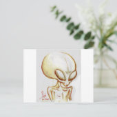 Little Yellow Alien Form - Ich bin Nummer vier Postkarte (Stehend Vorderseite)