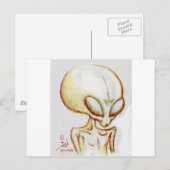 Little Yellow Alien Form - Ich bin Nummer vier Postkarte (Vorne/Hinten)