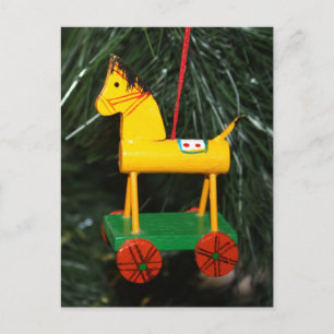 Little Yellow Rocking Horse Ornament Postkarte