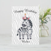 Little Zebra birthday card for child Karte (Stehend Vorderseite)
