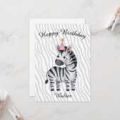 Little Zebra birthday card for child Karte (Vorderseite/Rückseite Beispiel)