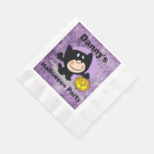 LittleBoy in Costume w/Pumpkin PurpleDamask Napkin Serviette (Ecke)