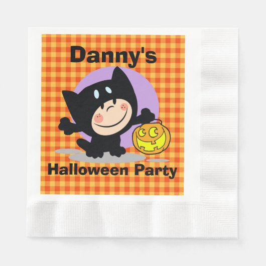 LittleBoyinKostüm w/Pumpkin OrangeGingham Napkins Serviette (Vorderseite)