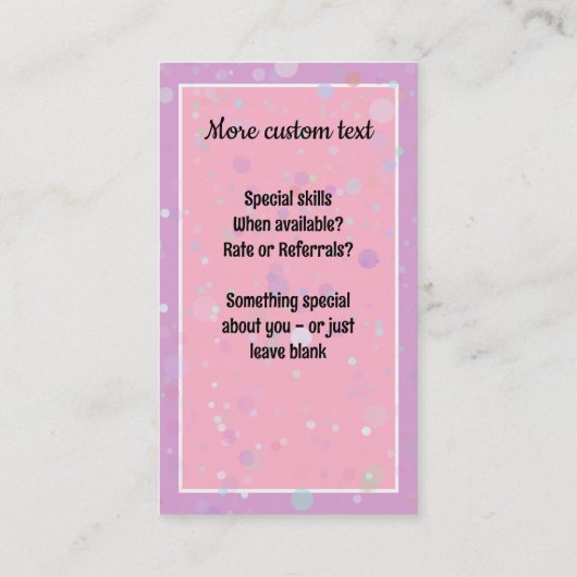 LIttleGirlie Babysitter Kinderbetreuung Benutzerde Visitenkarte (Rückseite)