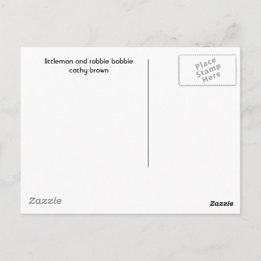 Littleman und Robbie Bobbie Postkarte (Rückseite)