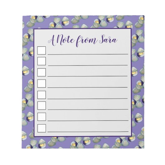 Littleneck Clams Seafood Clambake Clam Gravur Notizblock (Vorderseite)