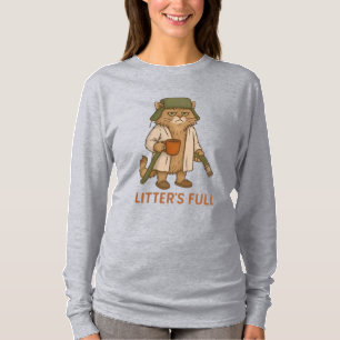 Littlers Full Cat Coffee, Lustiger Katzenliebhaber T-Shirt