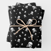 Littles White Pirates Skulls auf schwarzem Hinterg Geschenkpapier Set (Beispiel)