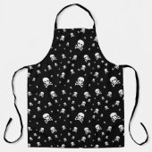 Littles White Pirates Skulls auf schwarzem Hinterg Schürze (Vorderseite)