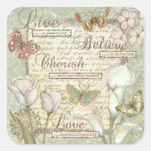 Livbelieve Cherish Quadratischer Aufkleber (Vorderseite)