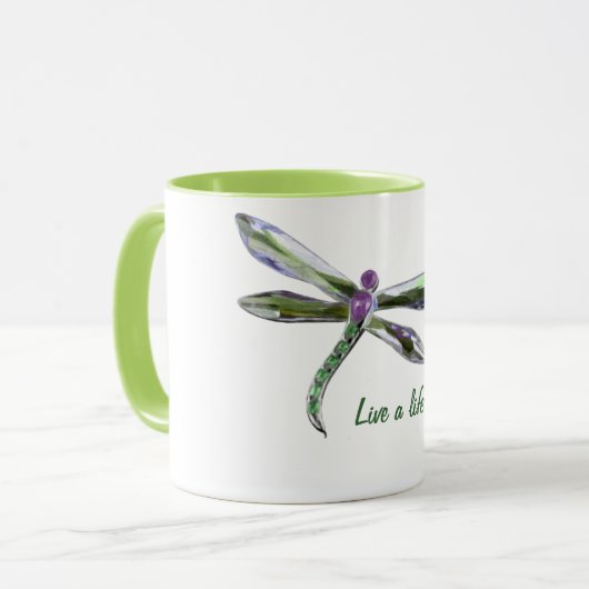 Live a Life Uncommon - Dragonfly-Tasse Tasse (Vorderseite Links)