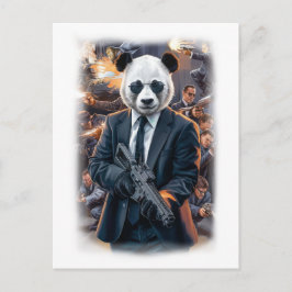 Live-Action-Panda-Held-Film auf einem Weißen Feiertagspostkarte