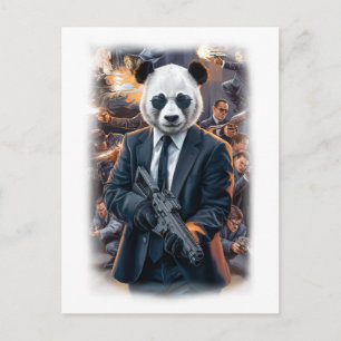Live-Action-Panda-Held-Film auf einem Weißen Feiertagspostkarte