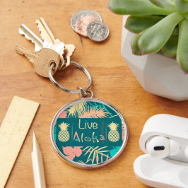 Live Aloha Farbenfrohe Tropiken Schlüsselanhänger