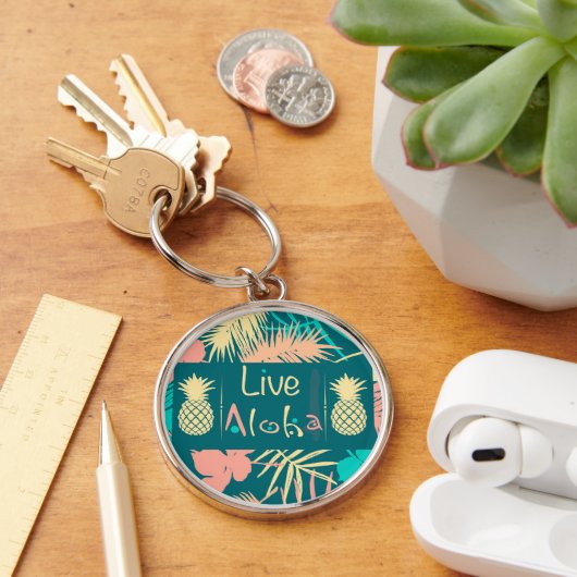 Live Aloha Farbenfrohe Tropiken Schlüsselanhänger (Schreibtisch)
