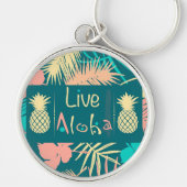 Live Aloha Farbenfrohe Tropiken Schlüsselanhänger (Vorne)