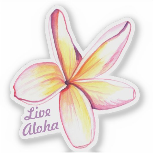 Live Aloha Hawaiian Plumeria Aufkleber (Vorderseite)