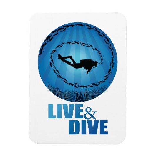 Live and Dive Scuba Diver Magnet (Vertikal)