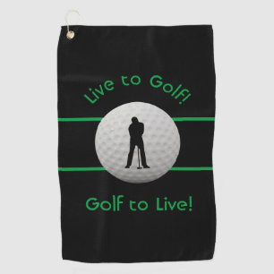 Live auf Golf Quote Typografie Black & Green Golfhandtuch