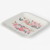 Live Blush Pink Wasserfarbe Blumenzwiebeln Dank Pappteller (Gewinkelt)